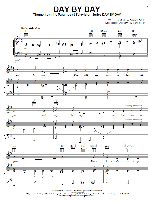 Download Frank Sinatra Day By Day sheet music and printable PDF score & Pop music notes