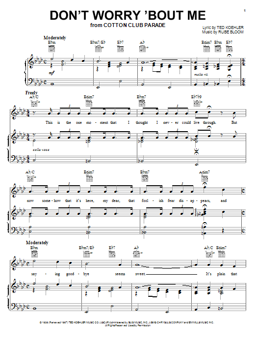 Download Rube Bloom Don't Worry 'Bout Me sheet music and printable PDF score & Jazz music notes