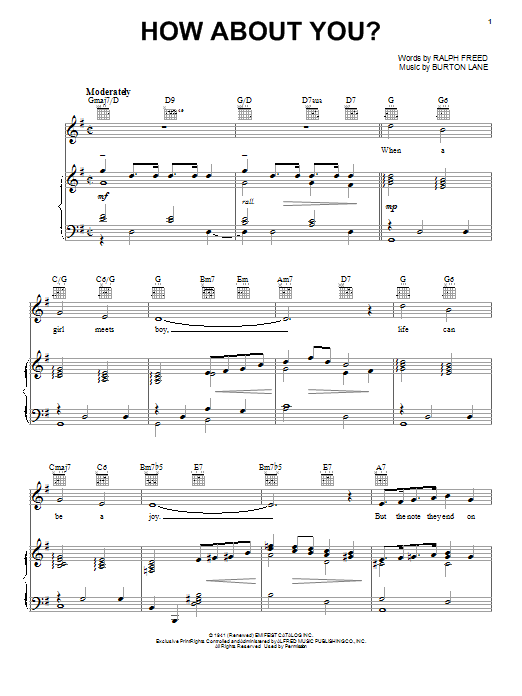 Preview Frank Sinatra How About You? (from Babes On Broadway) Jazz sheet music, notes and chords for Piano, Vocal & Guitar (Right-Hand Melody), SKU: 24984 Download Frank Sinatra How About You? (from Babes On Broadway) sheet music and printable PDF score & Jazz music notes