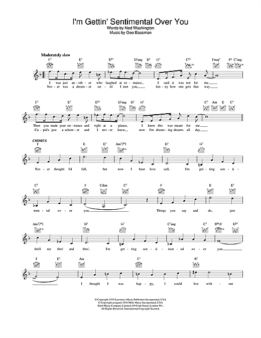 Download Frank Sinatra I'm Gettin' Sentimental Over You sheet music and printable PDF score & Jazz music notes