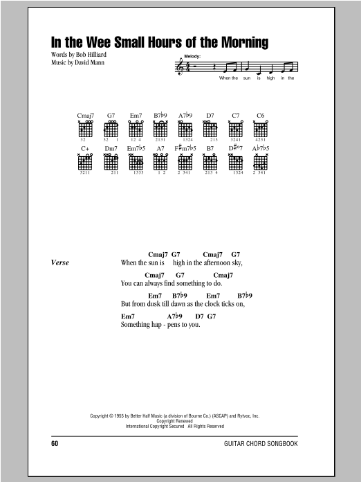 In The Wee Small Hours Of The Morning Sheet Music Notes Frank Sinatra Chords Download Jazz Notes Real Book Melody Chords C Instruments Pdf Printable 93590