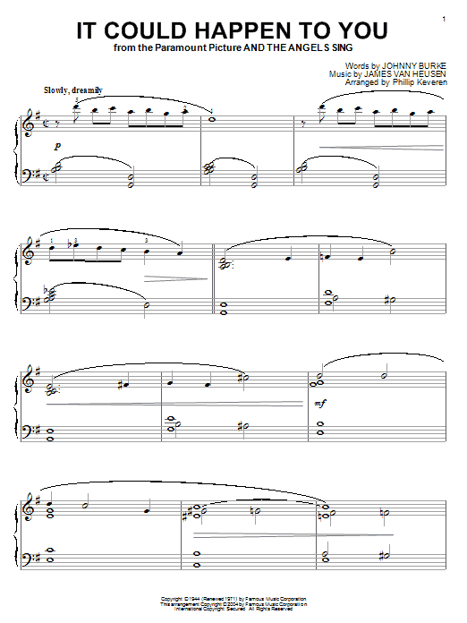 Preview Frank Sinatra It Could Happen To You Folk sheet music, notes and chords for Piano, Vocal & Guitar (Right-Hand Melody), SKU: 51207 Download Frank Sinatra It Could Happen To You sheet music and printable PDF score & Folk music notes