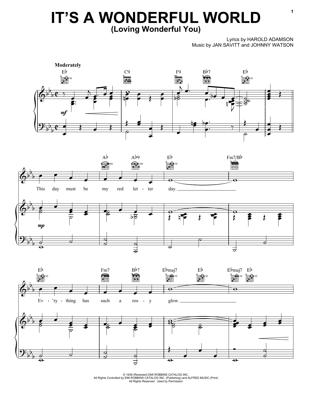 Download Frank Sinatra It's A Wonderful World (Loving Wonderful You) sheet music and printable PDF score & Jazz music notes
