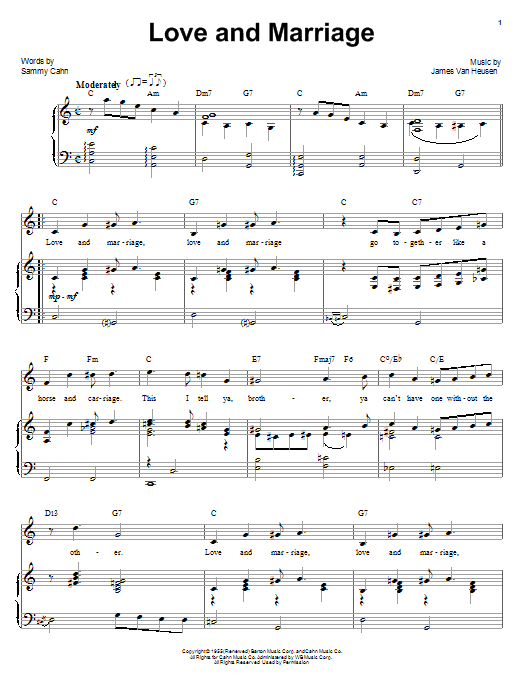 Download Frank Sinatra Love And Marriage sheet music and printable PDF score & Pop music notes