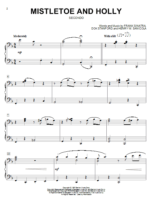 Preview Frank Sinatra Mistletoe And Holly Christmas sheet music, notes and chords for Melody Line, Lyrics & Chords, SKU: 94160 Download Frank Sinatra Mistletoe And Holly sheet music and printable PDF score & Christmas music notes