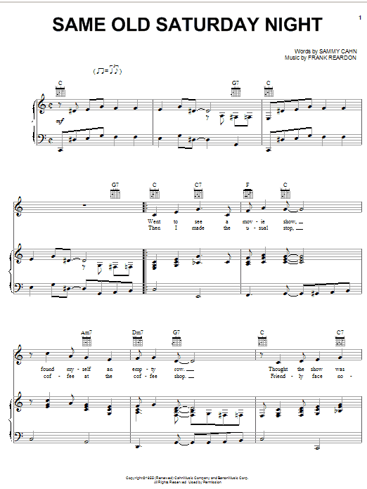 Download Frank Sinatra Same Old Saturday Night sheet music and printable PDF score & Jazz music notes