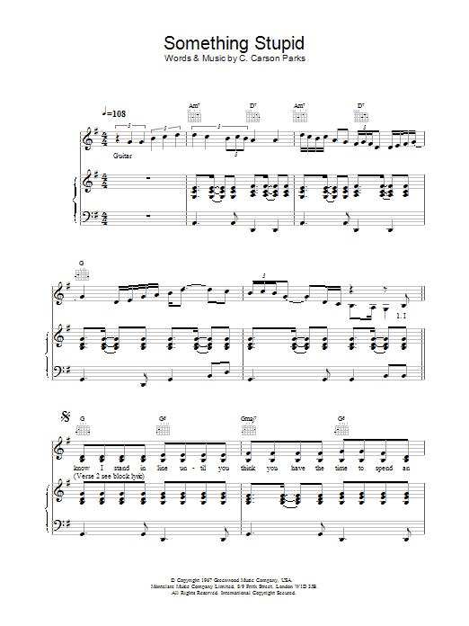 Frank Sinatra "Somethin' Stupid" Sheet Music Download Printable