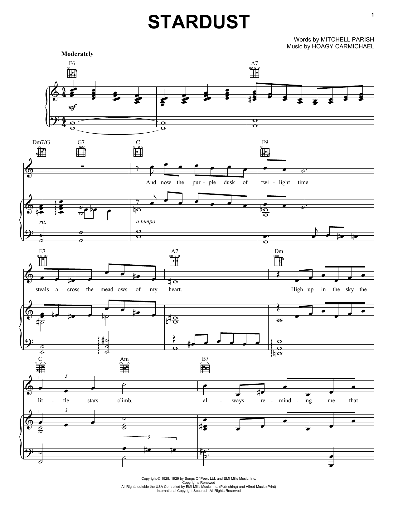 Download Frank Sinatra Stardust sheet music and printable PDF score & Jazz music notes