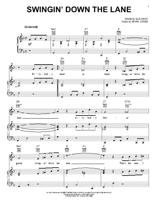 Preview Frank Sinatra Swingin' Down The Lane Jazz sheet music, notes and chords for Piano, Vocal & Guitar (Right-Hand Melody), SKU: 72576 Download Frank Sinatra Swingin' Down The Lane sheet music and printable PDF score & Jazz music notes