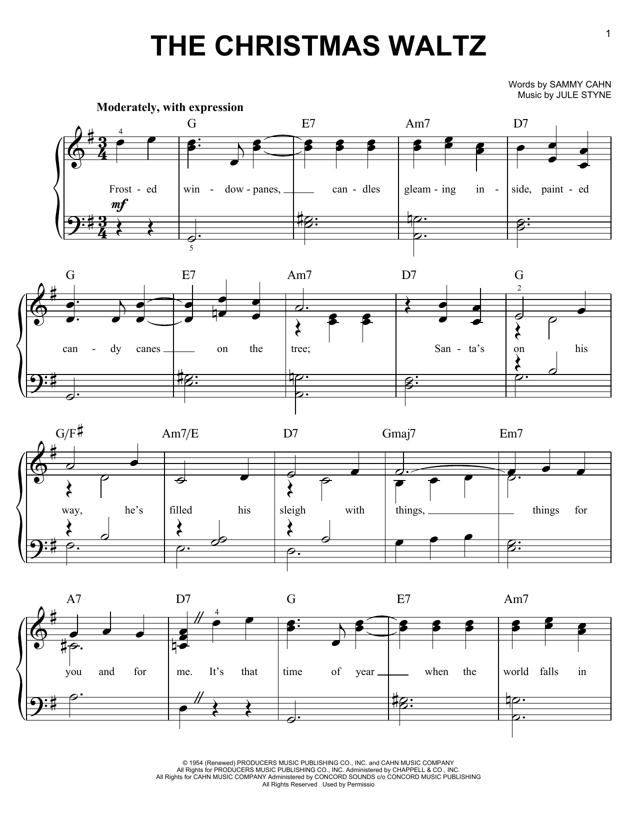 Download Frank Sinatra The Christmas Waltz sheet music and printable PDF score & Easy Listening music notes