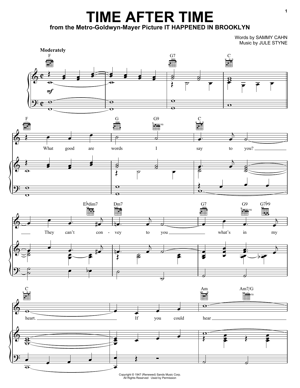 Download Frank Sinatra Time After Time sheet music and printable PDF score & Folk music notes