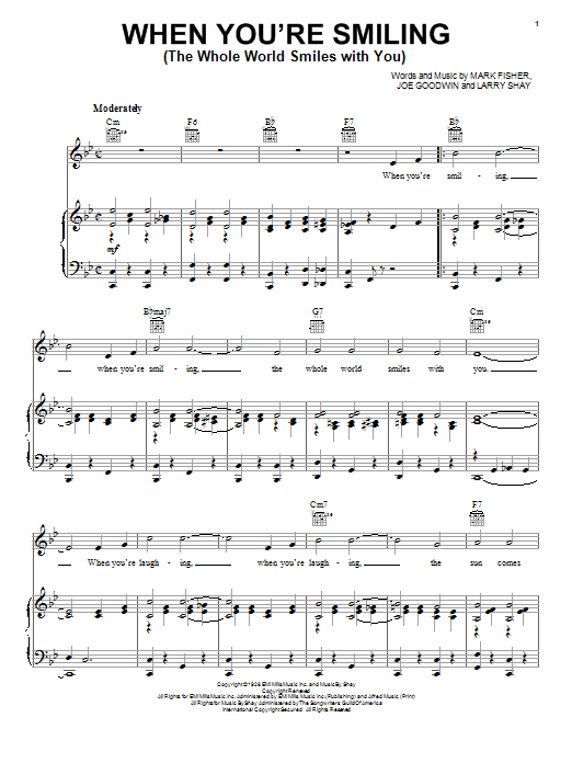 Download Frank Sinatra When You're Smiling (The Whole World Smiles With You) sheet music and printable PDF score & Jazz music notes