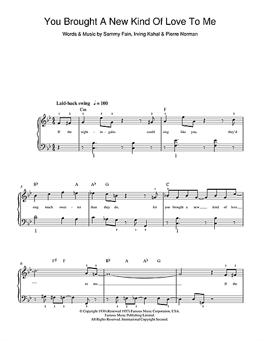 Preview Frank Sinatra You Brought A New Kind Of Love To Me Folk sheet music, notes and chords for Easy Guitar Tab, SKU: 75694 Download Frank Sinatra You Brought A New Kind Of Love To Me sheet music and printable PDF score & Folk music notes
