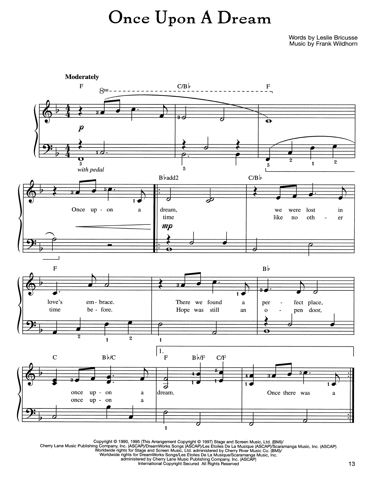 Preview Frank Wildhorn Once Upon A Dream Broadway sheet music, notes and chords for Easy Piano, SKU: 160163 sheet music, piano notes, chords, guitar tabs, score, transpose, transcribe, how to play, guide, download, learn, tutorial, progression, song, artist, awards, billboard, mtv, vh1, tour, single, album, release