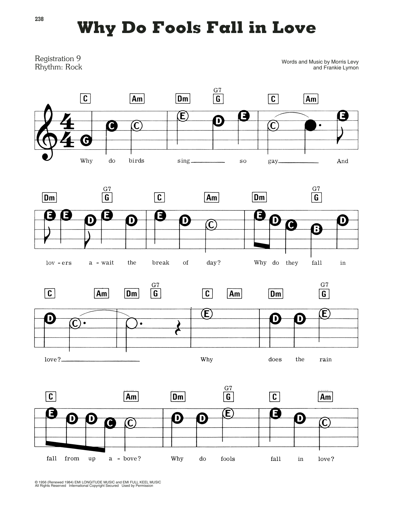 Preview Frankie Lymon & The Teenagers Why Do Fools Fall In Love Pop sheet music, notes and chords for Easy Piano, SKU: 19360 sheet music, piano notes, chords, guitar tabs, score, transpose, transcribe, how to play, guide, download, learn, tutorial, progression, song, artist, awards, billboard, mtv, vh1, tour, single, album, release