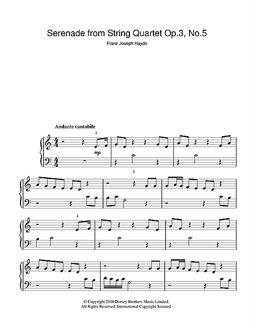 Download Franz Joseph Haydn Serenade For Strings Op. 3 No. 5 sheet music and printable PDF score & Classical music notes
