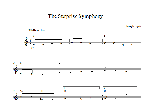 Download Franz Joseph Haydn The Surprise Symphony sheet music and printable PDF score & Classical music notes