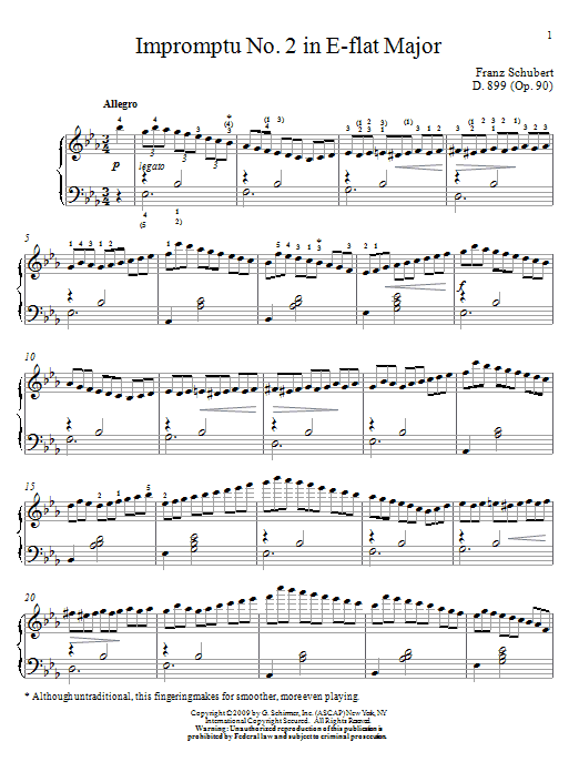 Preview Franz Schubert Impromptu No. 2 In E-Flat Major Classical sheet music, notes and chords for Piano, SKU: 69337 Download Franz Schubert Impromptu No. 2 In E-Flat Major sheet music and printable PDF score & Classical music notes