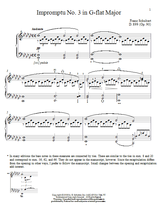 Preview Franz Schubert Impromptu No. 3 In G-Flat Major Classical sheet music, notes and chords for Piano, SKU: 69336 Download Franz Schubert Impromptu No. 3 In G-Flat Major sheet music and printable PDF score & Classical music notes