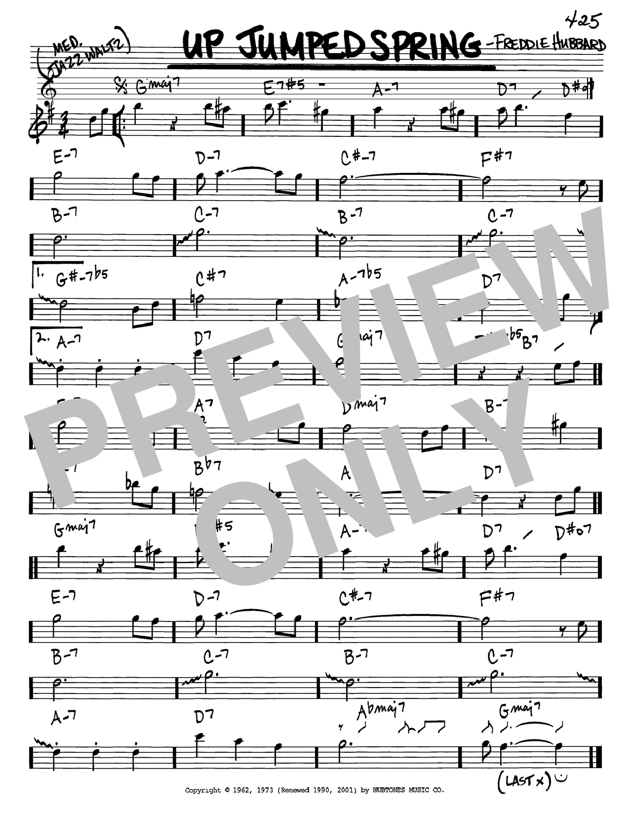 Preview Freddie Hubbard Up Jumped Spring Jazz sheet music, notes and chords for Piano, SKU: 152654 sheet music, piano notes, chords, guitar tabs, score, transpose, transcribe, how to play, guide, download, learn, tutorial, progression, song, artist, awards, billboard, mtv, vh1, tour, single, album, release