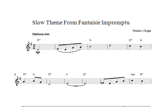 Download Frederic Chopin Slow Theme from Fantaisie Impromptu sheet music and printable PDF score & Classical music notes