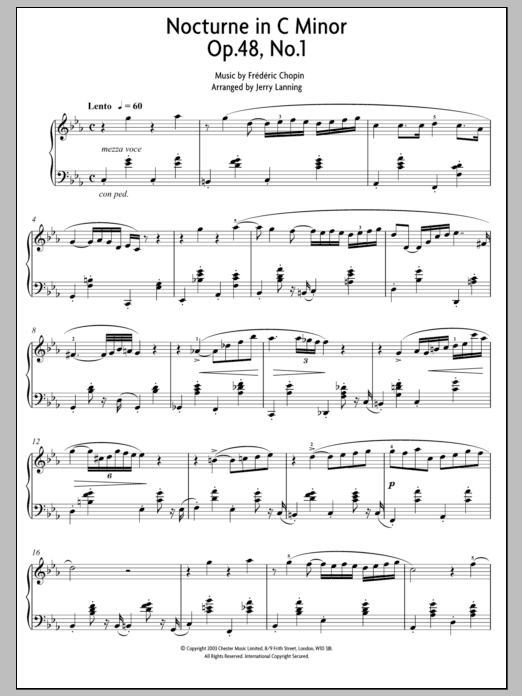 Download Frederic Chopin Nocturne In C Minor Op.48, No.1 sheet music and printable PDF score & Classical music notes