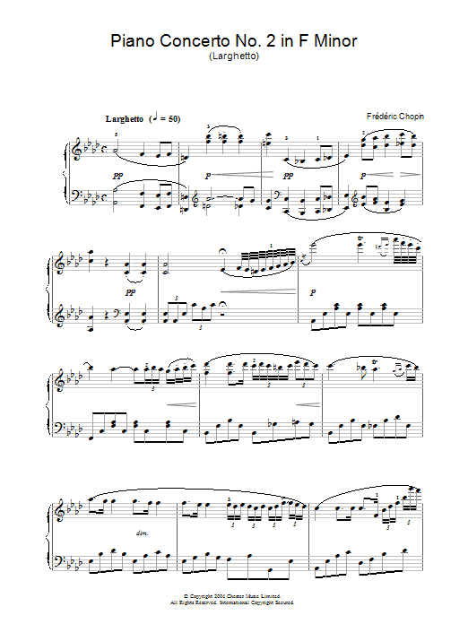 Preview Frederic Chopin Piano Concerto No.2 In F Minor Classical sheet music, notes and chords for Piano, SKU: 31930 Download Frederic Chopin Piano Concerto No.2 In F Minor sheet music and printable PDF score & Classical music notes