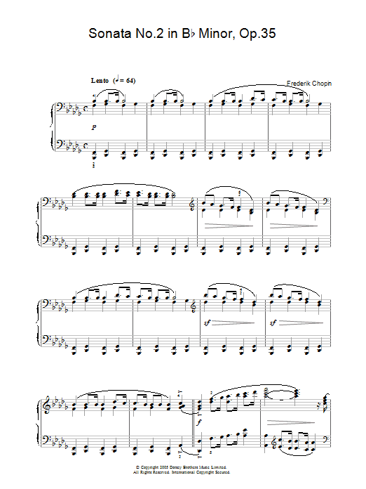 Preview Frederic Chopin Sonata No.2 in B Flat Minor Op.35 (Funeral March) Classical sheet music, notes and chords for Piano, SKU: 32047 Download Frederic Chopin Sonata No.2 in B Flat Minor Op.35 (Funeral March) sheet music and printable PDF score & Classical music notes