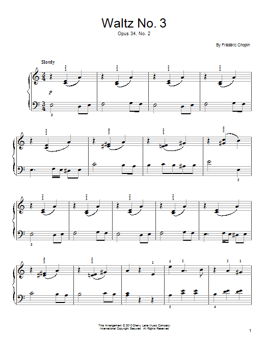 Preview Frederic Chopin Waltz Op. 34, No. 2 Classical sheet music, notes and chords for Easy Piano, SKU: 75745 Download Frederic Chopin Waltz Op. 34, No. 2 sheet music and printable PDF score & Classical music notes