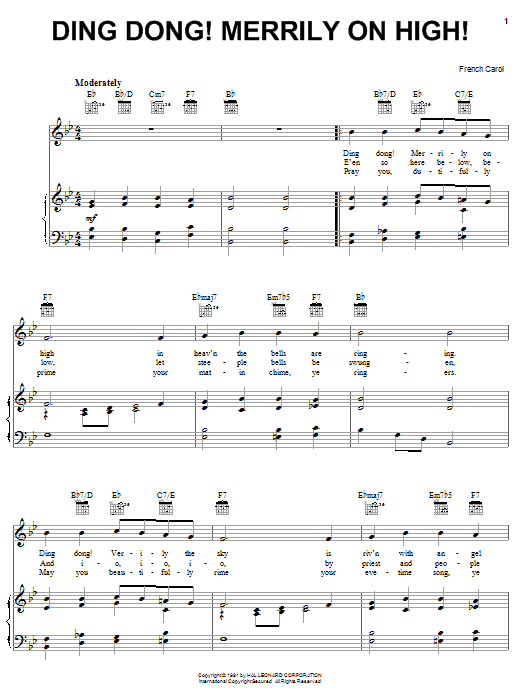 Download Traditional Carol Ding Dong! Merrily On High! sheet music and printable PDF score & Children music notes