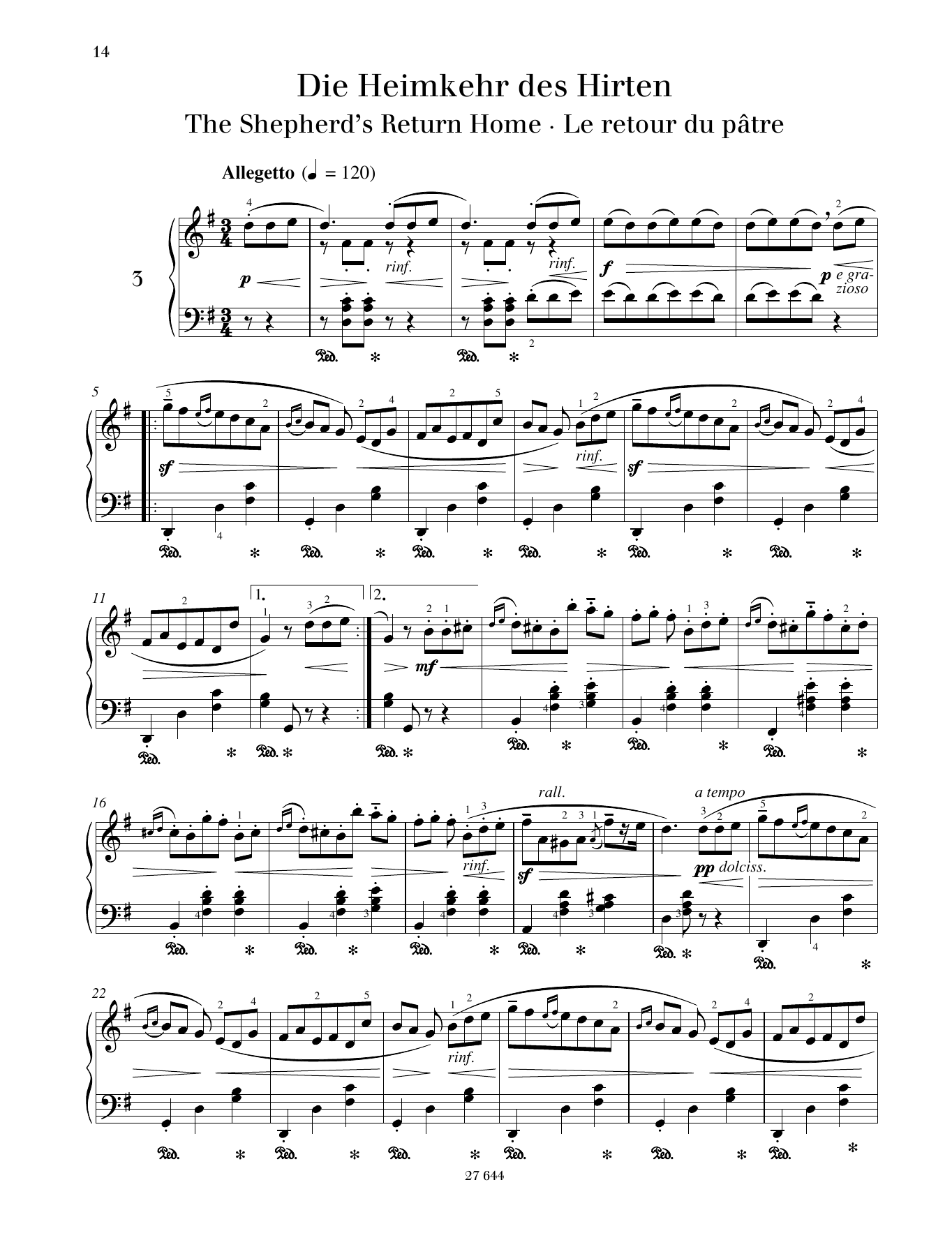 Friedrich Burgmuller The Shepherd's Return Home Sheet Music & Chords for Piano Solo - Download or Print PDF