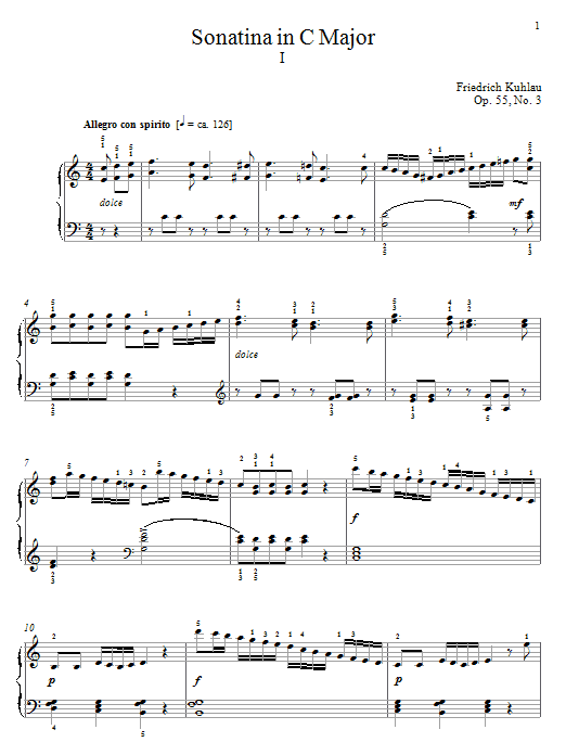 Preview Friedrich Kuhlau Sonatina In C Major, Op. 55, No. 3 Classical sheet music, notes and chords for Piano, SKU: 251006 sheet music, piano notes, chords, guitar tabs, score, transpose, transcribe, how to play, guide, download, learn, tutorial, progression, song, artist, awards, billboard, mtv, vh1, tour, single, album, release