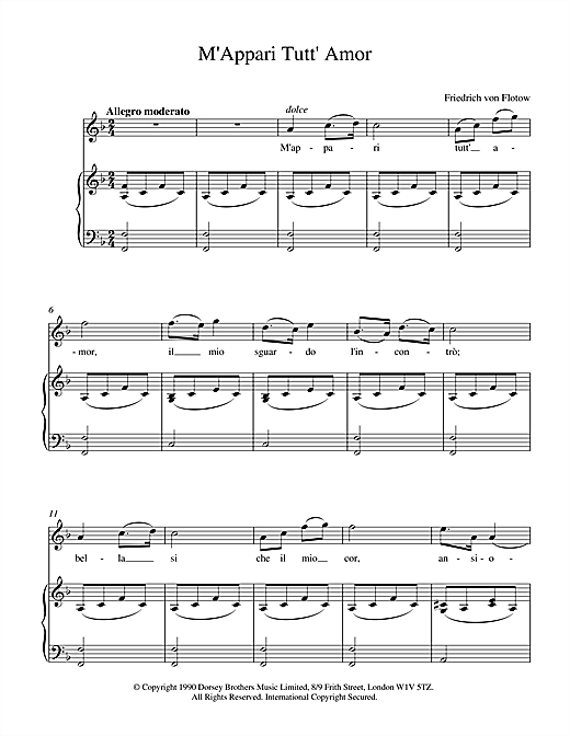 Preview Friedrich von Flotow M'Appari Tutt' Amor Classical sheet music, notes and chords for Piano & Vocal, SKU: 15766 sheet music, piano notes, chords, guitar tabs, score, transpose, transcribe, how to play, guide, download, learn, tutorial, progression, song, artist, awards, billboard, mtv, vh1, tour, single, album, release