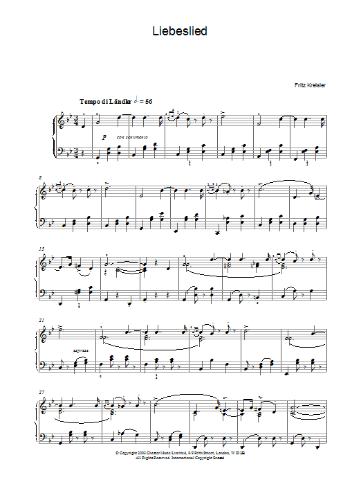 Preview Fritz Kreisler Liebesleid Post-1900 sheet music, notes and chords for Piano, SKU: 25048 Download Fritz Kreisler Liebesleid sheet music and printable PDF score & Post-1900 music notes