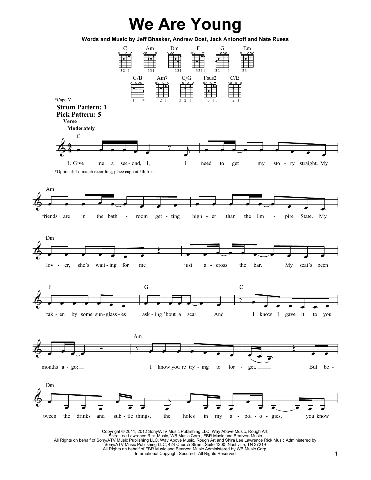 We Are Young Feat Janelle Monae Sheet Music Notes Fun Chords Download Rock Notes Ukulele Pdf Printable 181981