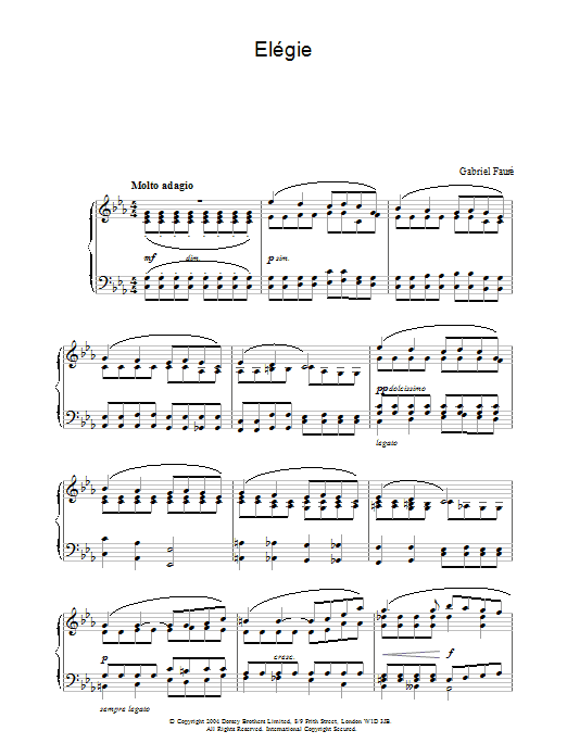 Download Gabriel Fauré Elégie sheet music and printable PDF score & Classical music notes