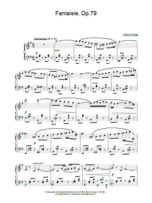 Download Gabriel Fauré Fantasie, Op.79 sheet music and printable PDF score & Classical music notes