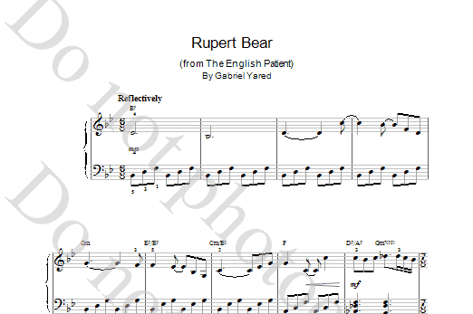 Download Gabriel Yared Rupert Bear (from The English Patient) sheet music and printable PDF score & Film and TV music notes