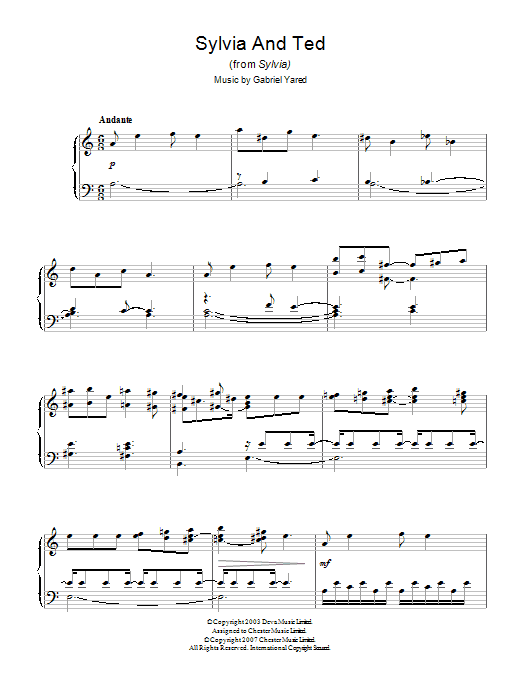 Preview Gabriel Yared Sylvia and Ted (from Sylvia) Classical sheet music, notes and chords for Piano, SKU: 40017 Download Gabriel Yared Sylvia and Ted (from Sylvia) sheet music and printable PDF score & Classical music notes