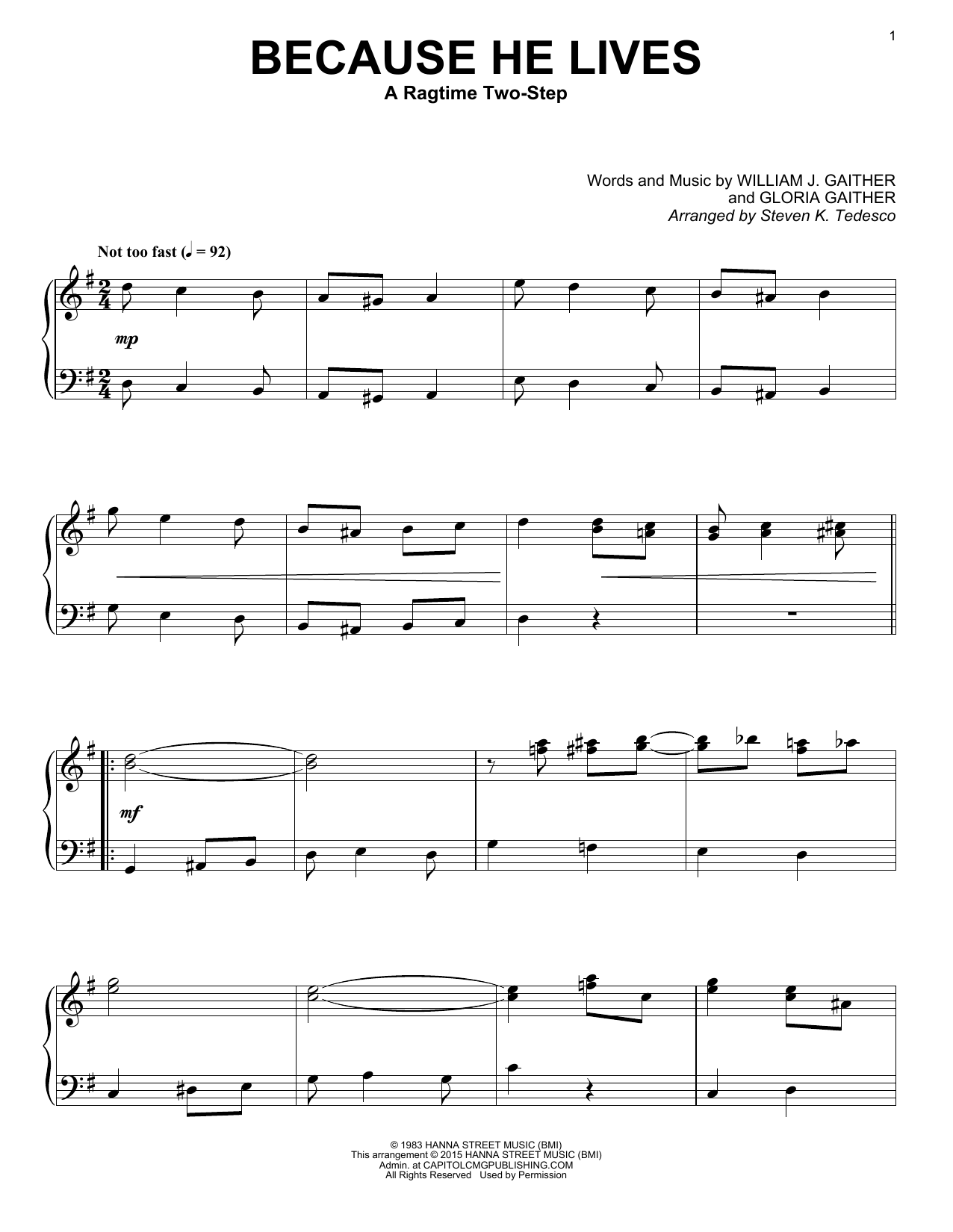 Preview Gaither Vocal Band Because He Lives Religious sheet music, notes and chords for Piano, SKU: 162421 sheet music, piano notes, chords, guitar tabs, score, transpose, transcribe, how to play, guide, download, learn, tutorial, progression, song, artist, awards, billboard, mtv, vh1, tour, single, album, release