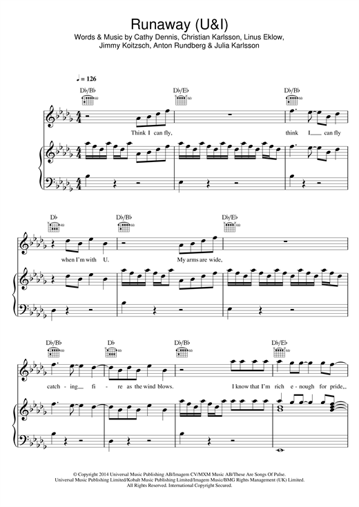 Preview Galantis Runaway (U & I) Dance sheet music, notes and chords for Piano, Vocal & Guitar (Right-Hand Melody), SKU: 121282 sheet music, piano notes, chords, guitar tabs, score, transpose, transcribe, how to play, guide, download, learn, tutorial, progression, song, artist, awards, billboard, mtv, vh1, tour, single, album, release