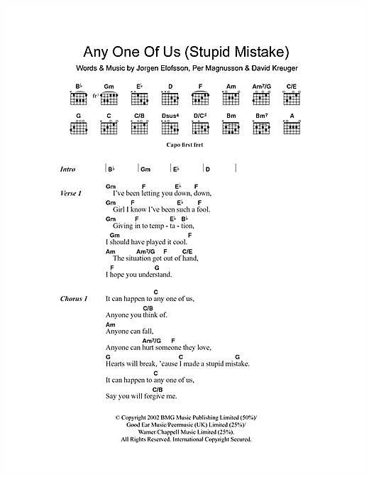 Preview Gareth Gates Anyone Of Us (Stupid Mistake) Pop sheet music, notes and chords for Easy Piano, SKU: 106844 sheet music, piano notes, chords, guitar tabs, score, transpose, transcribe, how to play, guide, download, learn, tutorial, progression, song, artist, awards, billboard, mtv, vh1, tour, single, album, release