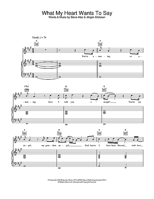 Preview Gareth Gates What My Heart Wants To Say Pop sheet music, notes and chords for Melody Line, Lyrics & Chords, SKU: 25816 sheet music, piano notes, chords, guitar tabs, score, transpose, transcribe, how to play, guide, download, learn, tutorial, progression, song, artist, awards, billboard, mtv, vh1, tour, single, album, release