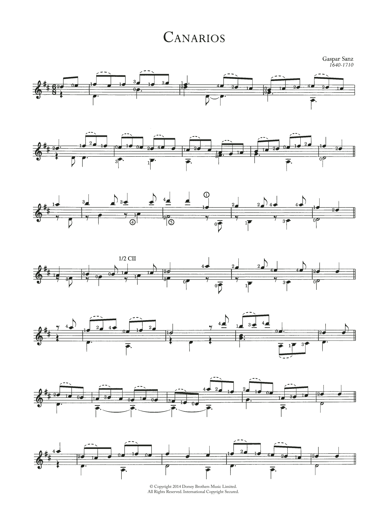 Preview Gaspar Sanz Canarios Classical sheet music, notes and chords for Guitar, SKU: 118557 Download Gaspar Sanz Canarios sheet music and printable PDF score & Classical music notes