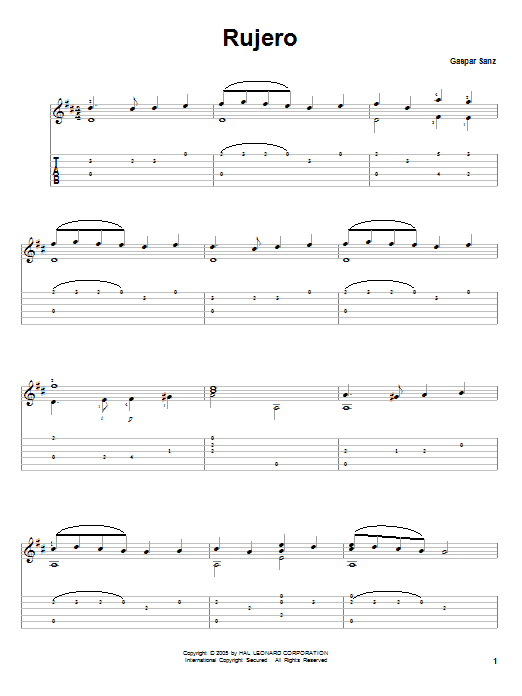 Preview Gaspar Sanz Rujero Classical sheet music, notes and chords for Guitar Tab, SKU: 82732 Download Gaspar Sanz Rujero sheet music and printable PDF score & Classical music notes