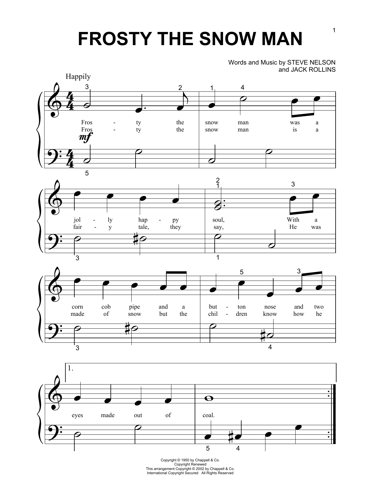 Download Gene Autry Frosty The Snowman sheet music and printable PDF score & Children music notes