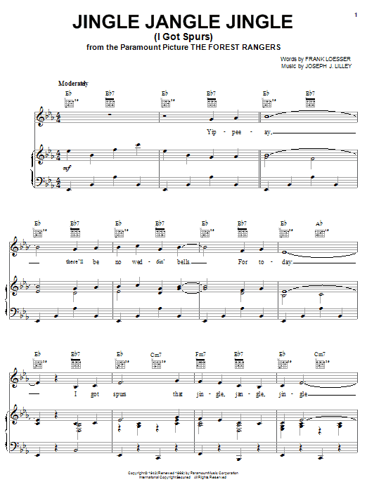Download Gene Autry Jingle Jangle Jingle (I Got Spurs) sheet music and printable PDF score & Jazz music notes