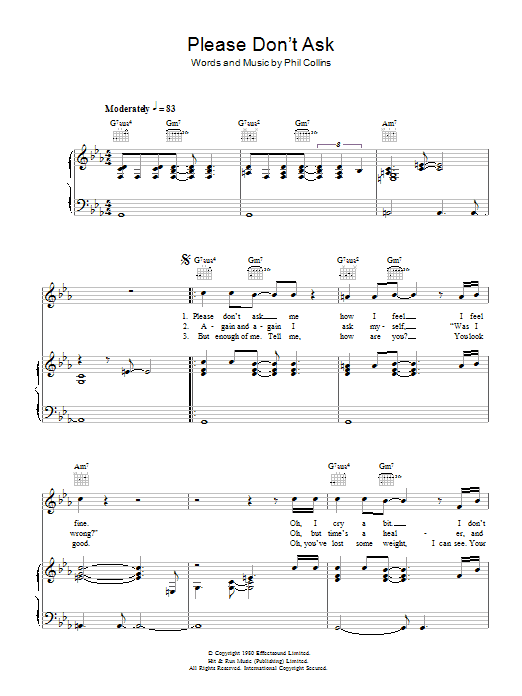 Download Genesis Please Don't Ask sheet music and printable PDF score & Rock music notes