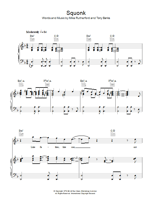 Download Genesis Squonk sheet music and printable PDF score & Rock music notes