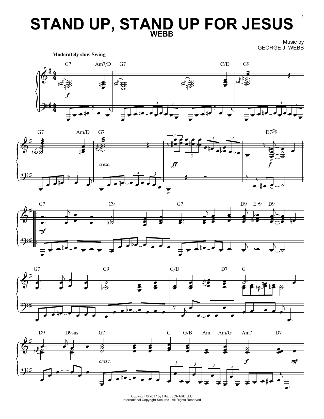 George Duffield, Jr. Stand Up, Stand Up For Jesus [Jazz version] Sheet Music & Chords for Piano - Download or Print PDF